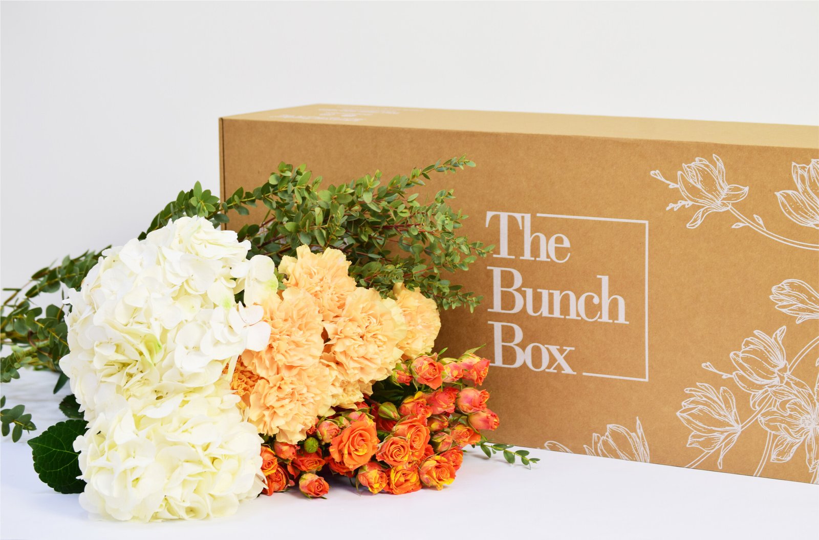 mixed multi coloured white & orange flower bunch